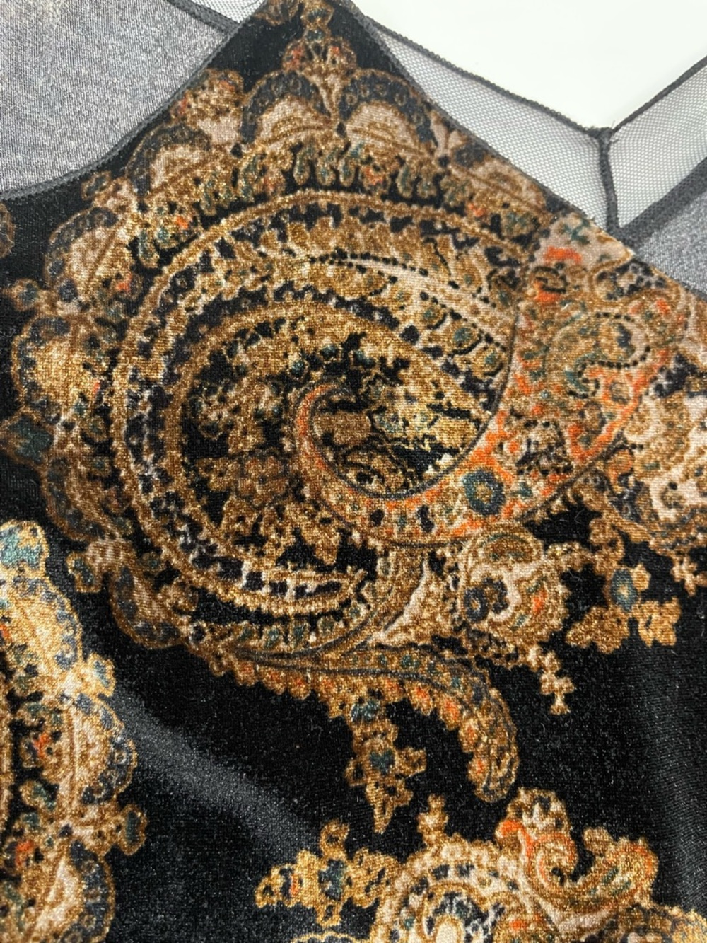 Worn once! Free People Women’s Black Paisley Velvet Cami Tank Top - Picture 11 of 11